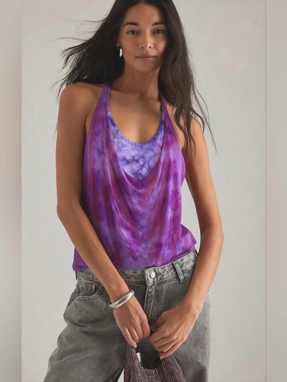 Guess Purple Tie Dye Chiffon Layered Tank Top